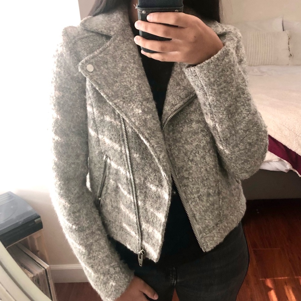 Gray Wool Moto Jacket